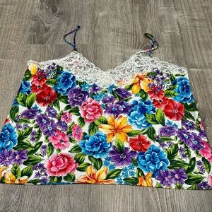 Vintage Delicates Lingerie Top Floral Large B36
